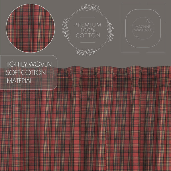 Tartan Red Plaid Prairie Short Panel  Curtain Set of 2 63x36x18 - Clearance - Final Qty