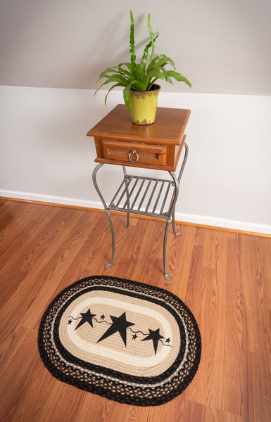 Primitive Stars Black Braided Jute Rug 20x30