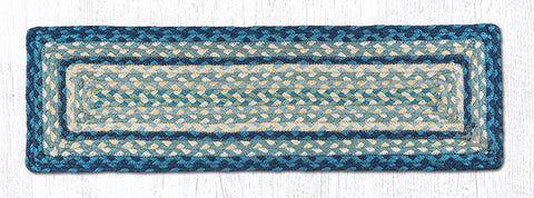 RC-362 Breezy Blue/Taupe/Ivory Rectangle Stair Tread 27"x8.25"