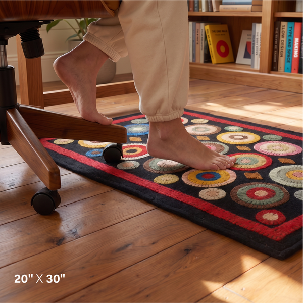 Coin Multicolor Wool Felt Primitive Accent Rug – 20" x 30"