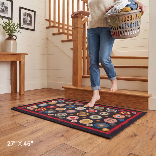 Coin Multicolor Wool Felt Primitive Accent Rug – 27" x 45"