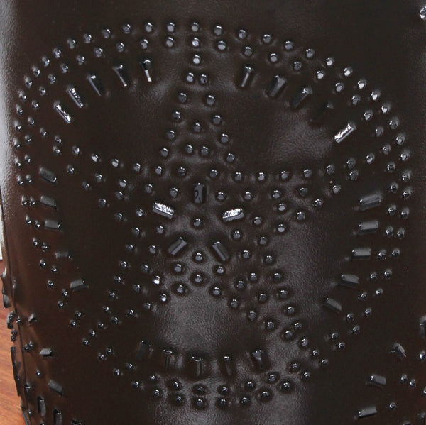 Metal Punched Waste Basket – Primitive Star Black Trash Can