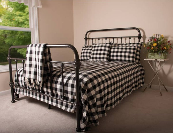 Buffalo Check Black Queen Duvet Cover (Tie Closure) 90 in X 94 in