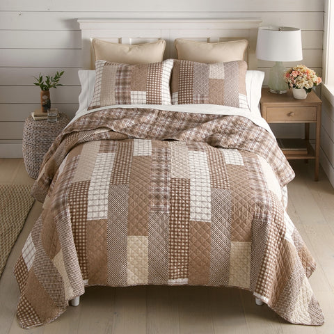 Highland Plaid Cotton 3pc Quilted Bedding Set (reversable)