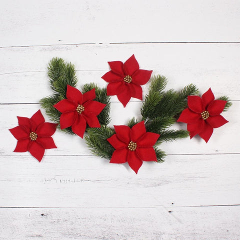 Poinsettia Fills Set of 5 | Primitive Christmas Decor