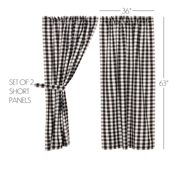 Annie Buffalo Black Check Short Panel Set of 2 63x36