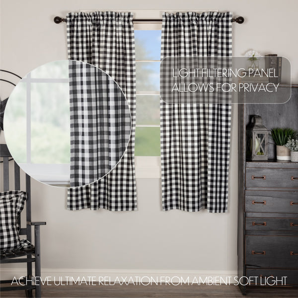 Annie Buffalo Black Check Short Panel Set of 2 63x36