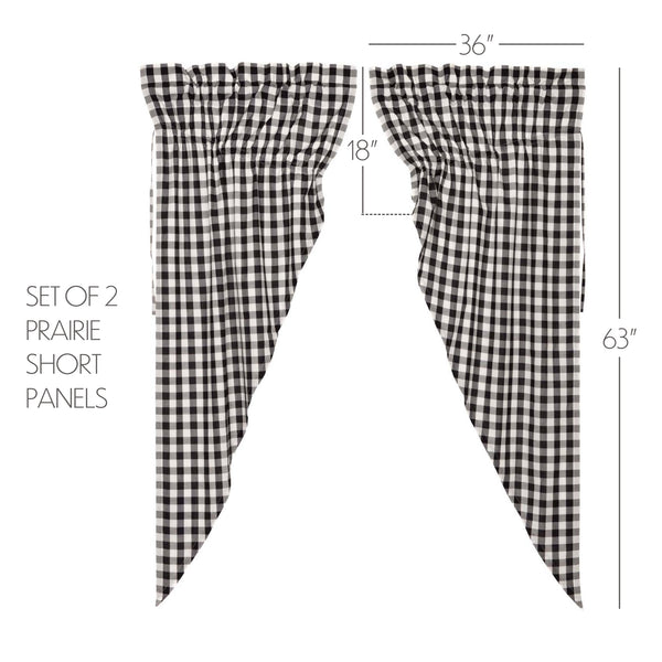 Annie Buffalo Black Check Prairie Short Panel Curtain Set of 2 63x36x18