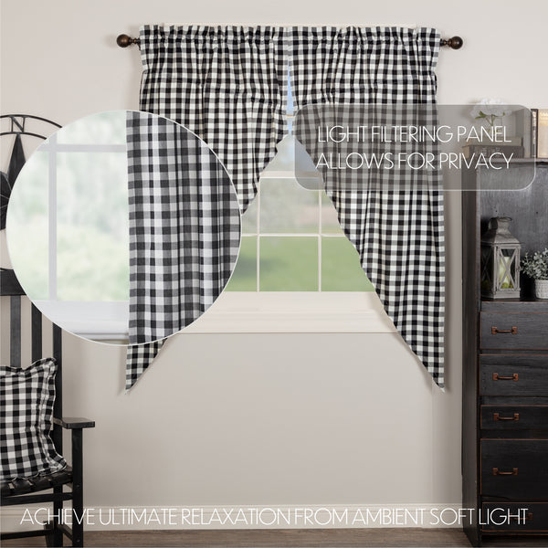 Annie Buffalo Black Check Prairie Short Panel Curtain Set of 2 63x36x18