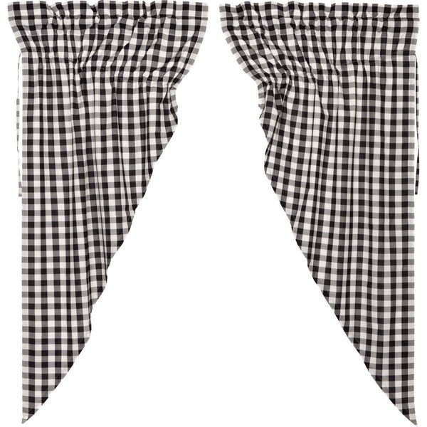 Annie Buffalo Black Check Prairie Short Panel Curtain Set of 2 63x36x18