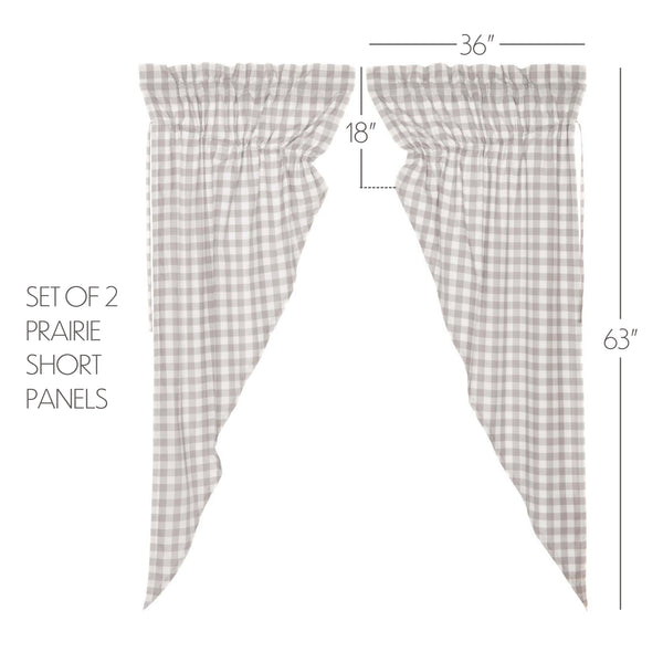 Annie Buffalo Grey Check Prairie Short Panels 63x36x18 | Farmhouse Curtains