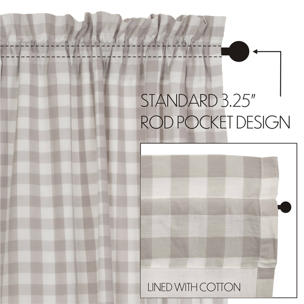 Annie Buffalo Grey Check Prairie Short Panels 63x36x18 | Farmhouse Curtains