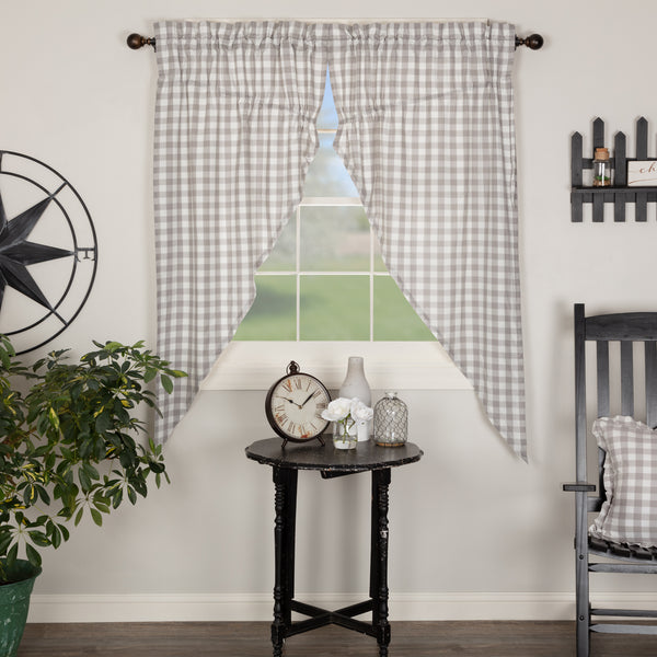 Annie Buffalo Grey Check Prairie Short Panels 63x36x18 | Farmhouse Curtains