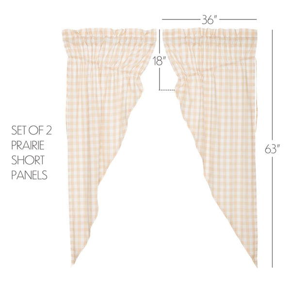 Annie Buffalo Tan Check Prairie Short Panel Curtain Set of 2 63x36x18