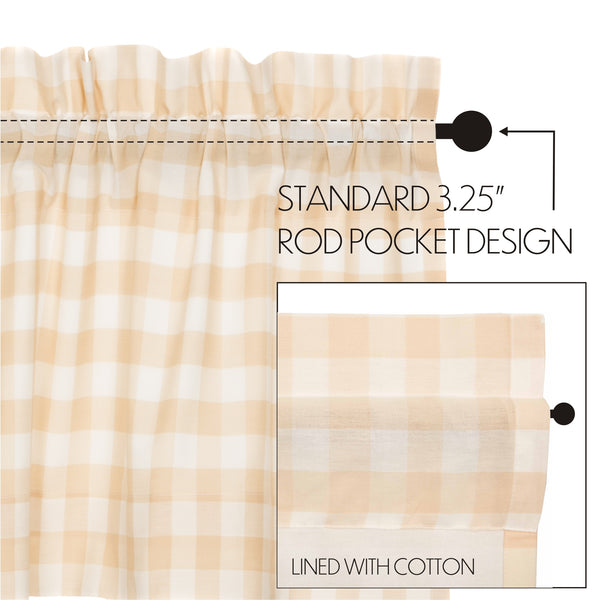 Annie Buffalo Tan Check Prairie Short Panel Curtain Set of 2 63x36x18