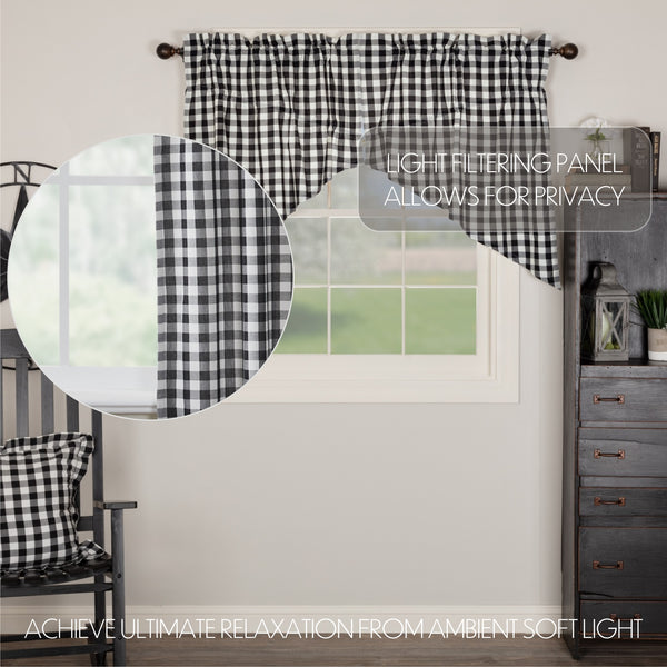 Annie Buffalo Black Check Prairie Swag Set of 2 36x36x18