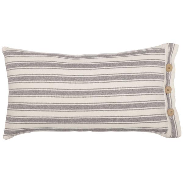 Market Place Gray Fabric Pillow Cover 21Lx12W