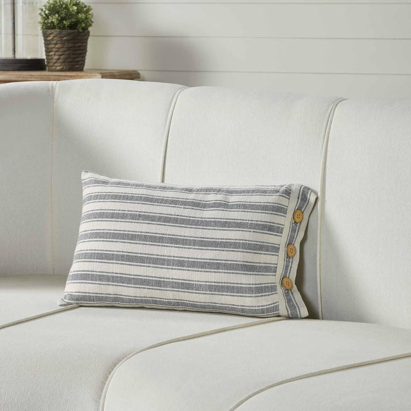 Market Place Gray Fabric Pillow Cover 21Lx12W
