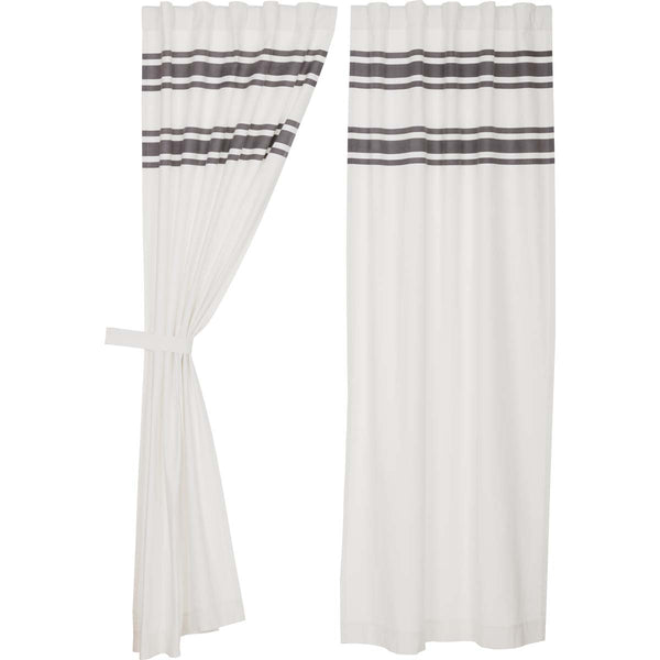 Silo Hill Charcoal Stripe Panel Set of 2 84Lx40W