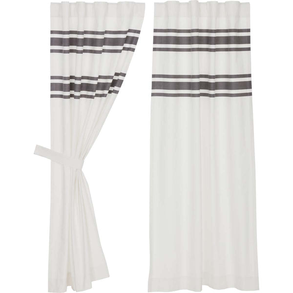 Silo Hill Charcoal Stripe Short Panel Set of 2 63Lx36W