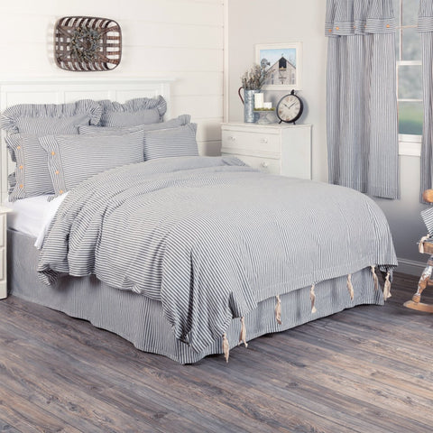 Farmhouse Ticking Blue King Duvet Cover 92Lx108W