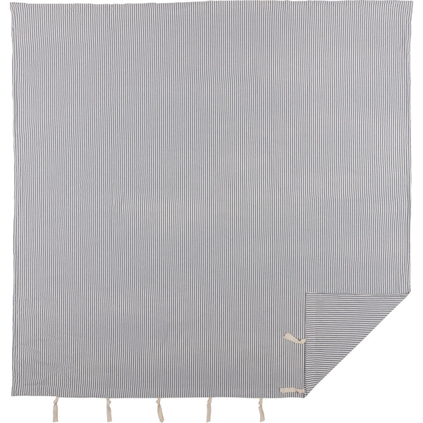 Farmhouse Ticking Blue King Duvet Cover 92Lx108W
