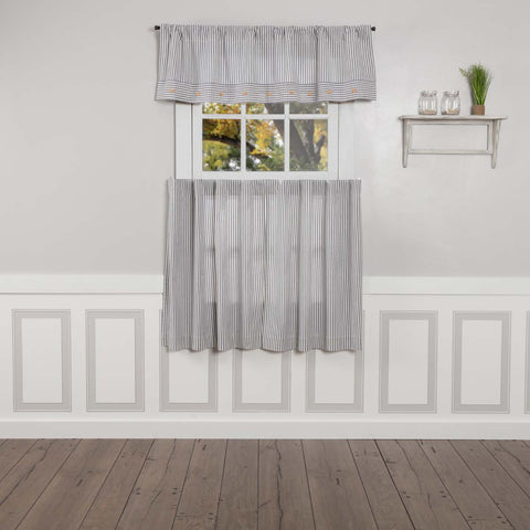 Farmhouse Ticking Blue Valance 16Lx60W