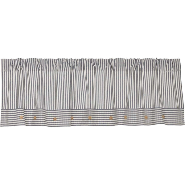 Farmhouse Ticking Blue Valance 16Lx60W