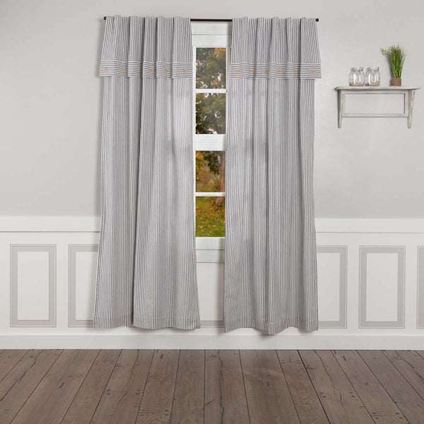 Farmhouse Ticking Blue Panel Set of 2 84Lx40W
