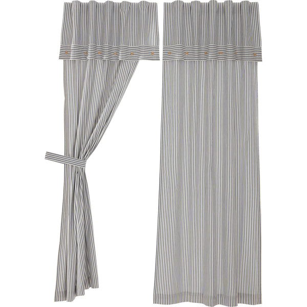 Farmhouse Ticking Blue Panel Set of 2 84Lx40W