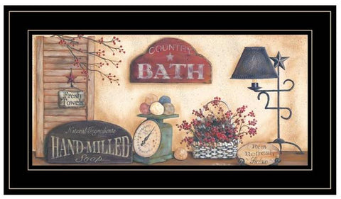 "Country Bath" Collection By Pam Britton, Print, Black Frame