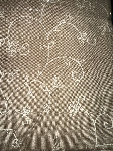 Candlewicking Taupe Swag Curtains 72x36 | Farmhouse Window Treatment