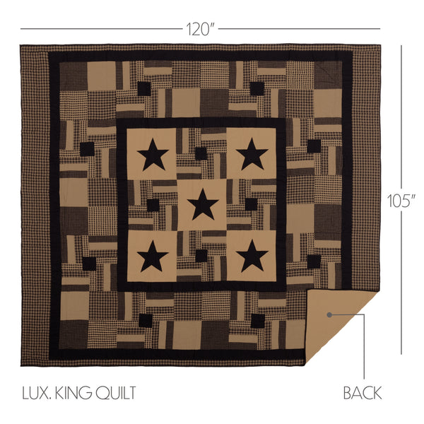 Black Check Star Oversized Luxury King Quilt 105x105 – Primitive Quilt