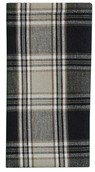 The deep black and sand brown large plaid fabric of the Soapstone Napkins ﻿in colors of black sandy brown and white, will give your table that country farmhouse appeal! Check out the matching table runner, placemats, table topper, dishcloths, hand towels, shower curtain and window treatments (sold separately).