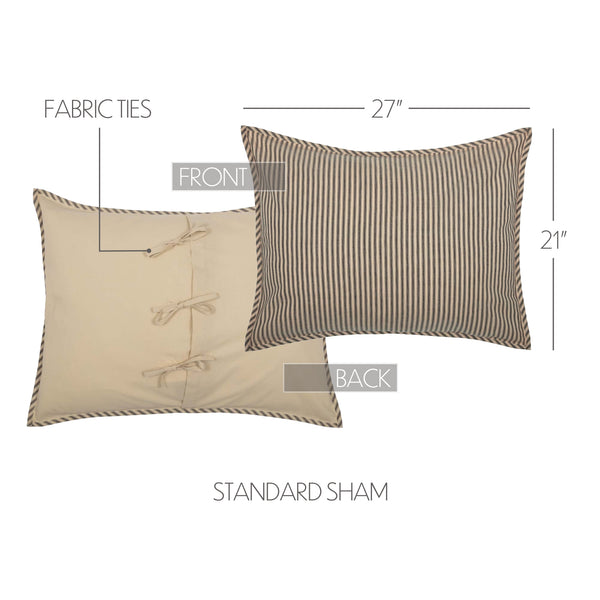 Sawyer Mill Charcoal Ticking Stripe Standard Sham 21x27