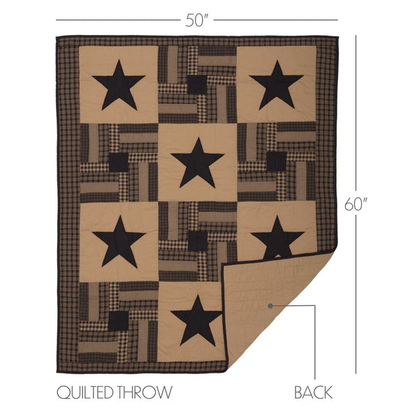 Black Check Star Quilted Throw 60x50 | Primitive Country Quilt
