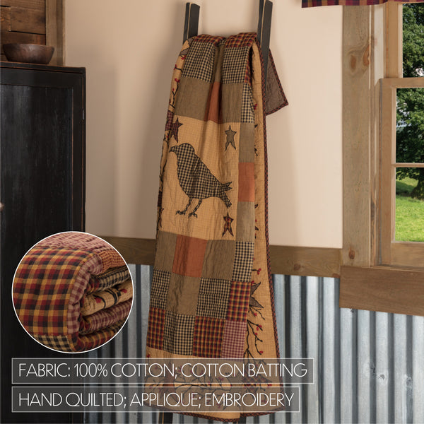 Heritage Farms Applique Crow and Star Quilted Throw 50x60