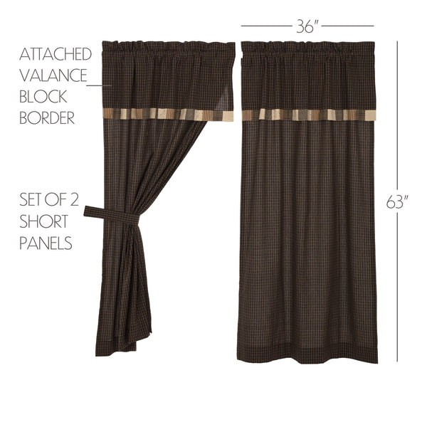 Kettle Grove Short Panel with Attached Valance Block Border Set of 2 63x36