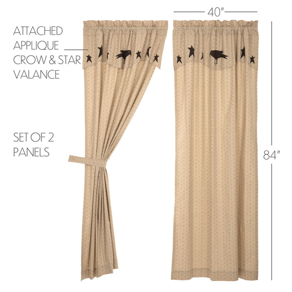 Kettle Grove Crow & Star Panel Set 84x40 | Primitive Curtains
