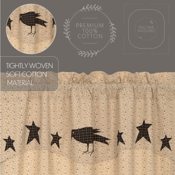 Kettle Grove Crow & Star Panel Set 84x40 | Primitive Curtains