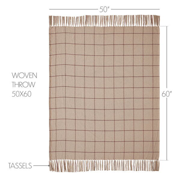 Connell Burgundy Windowpane Woven Throw 50x60