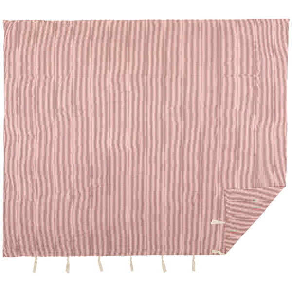 Farmhouse Ticking Red King Duvet Cover 92Lx108W
