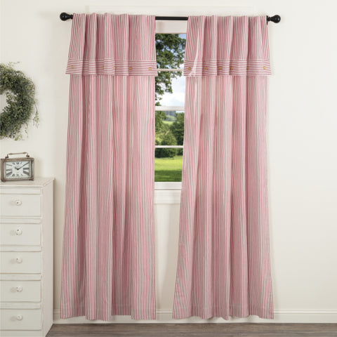 Farmhouse Ticking Red Panel Set of 2 84Lx40W