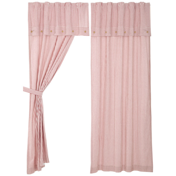 Farmhouse Ticking Red Panel Set of 2 84Lx40W