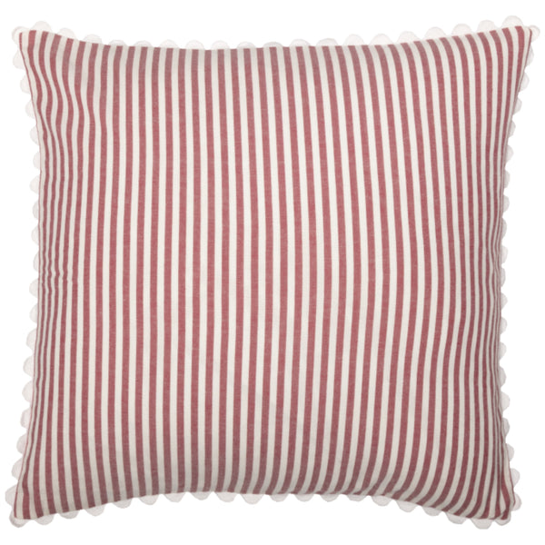 Farmhouse Ticking Red Pillow Cover 18Lx18W