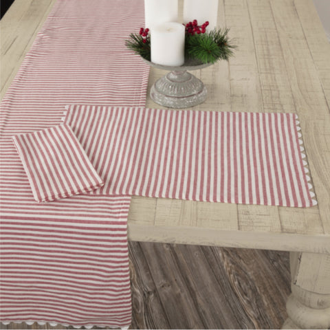 Farmhouse Ticking Red Placemat Set of 4 18Lx12W