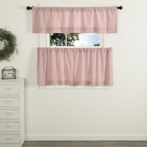 Farmhouse Ticking Red Tier Set of 2 24Lx36W