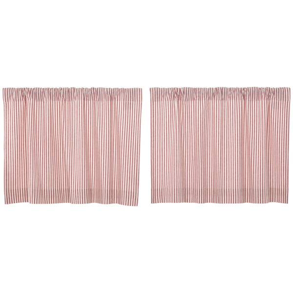 Farmhouse Ticking Red Tier Set of 2 24Lx36W
