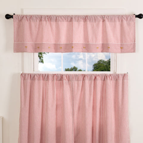 Farmhouse Ticking Red Valance 16Lx60W