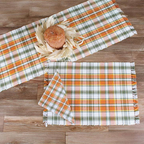 Fall Harvest Plaid Cotton Placemats – Set of 6 – Farmhouse Autumn Table Décor